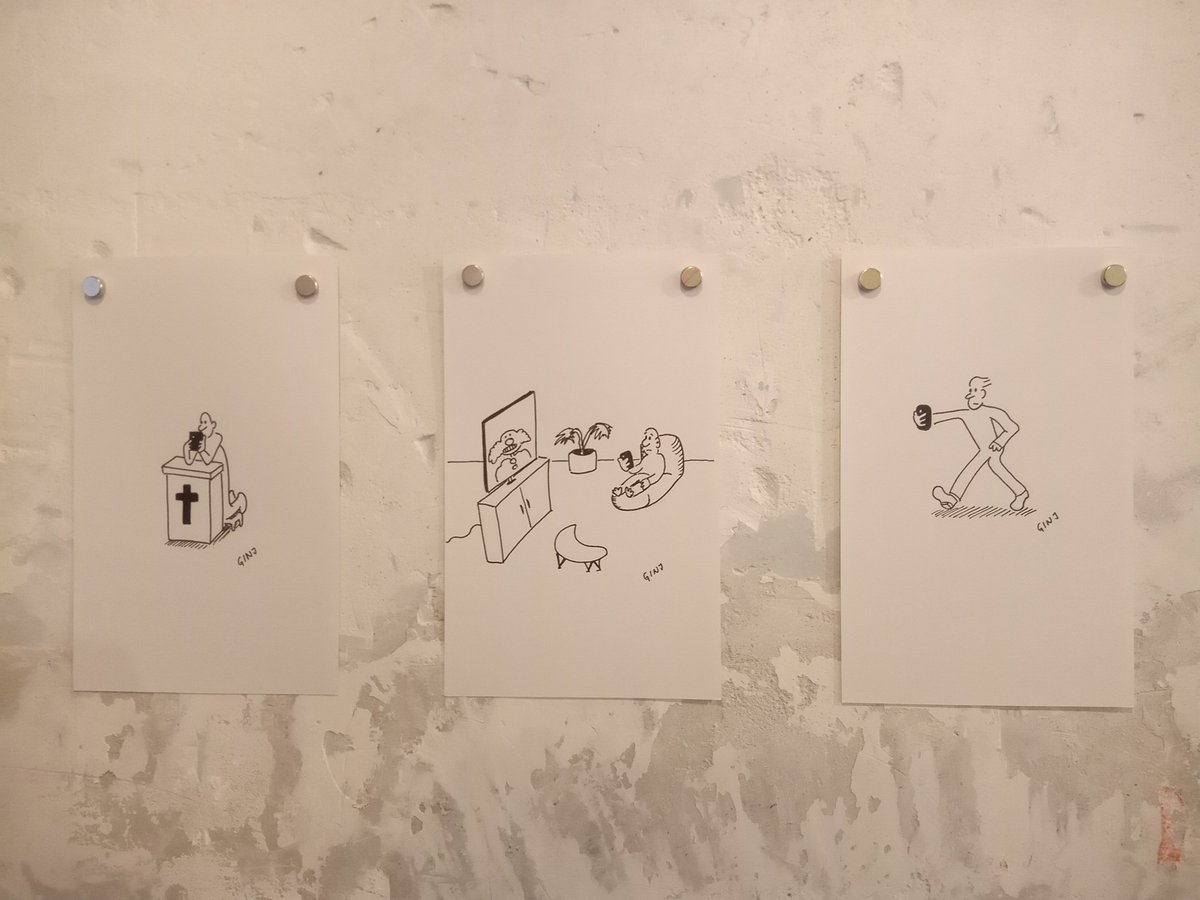 guillermoinj's tweet photo. Mis Memadas siguen exhibiéndose en Amistad/La Murciélaga. Todavía hay dibujos originales disponibles. https://t.co/yb0IoPeBLS