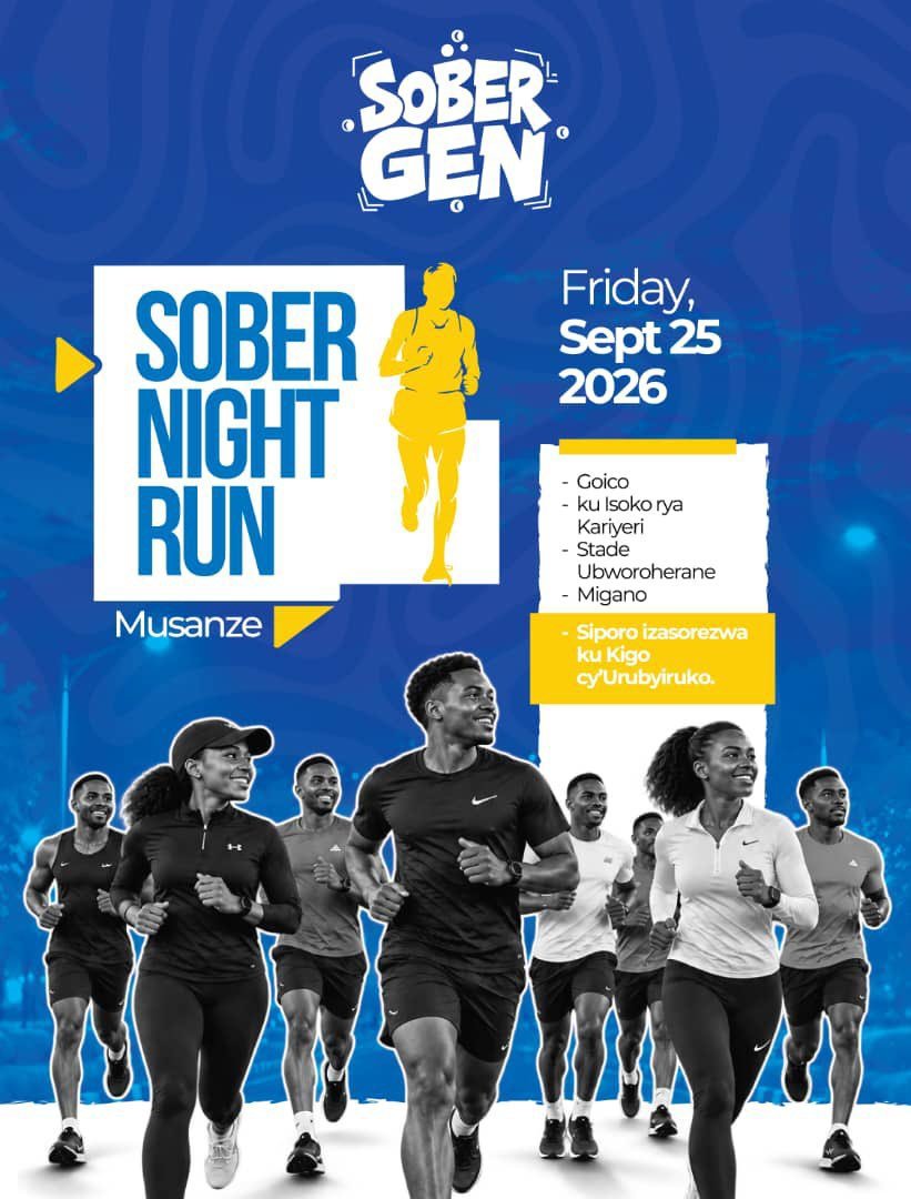 Malcomxdidace's tweet photo. This Friday, Musanze District hosts the #SoberNightRun, a community sports event open to everyone!
Starting point: GOICO -Kariyeri Market - Ubworoherane Stadium - Migano - Youth Center.
Starting at 6:00 PM
stay active, and enjoy the night together
#SoberNightRun #Musanze #Sports https://t.co/9xqf1nHDKN