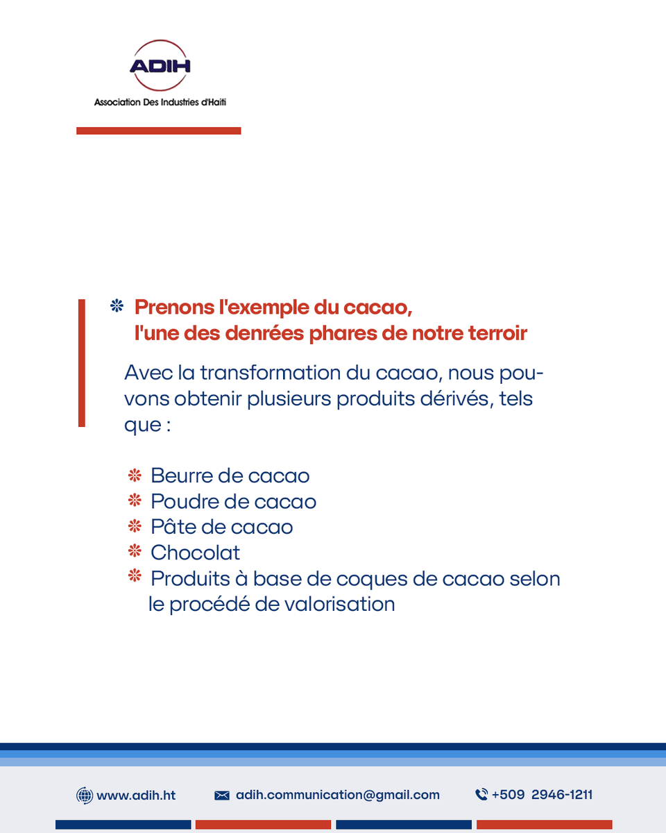 ADIHNews's tweet photo. Transformons nos produits : créons plus de valeur!
Partagez avec nous, dans les commentaires, une denrée et les produits dérivés que l'on peut en obtenir! 🇭🇹🌱
.
.
#TransformationAgricole #KonsomeLokal #ADIH #Haïti https://t.co/kS8YezJdUR
