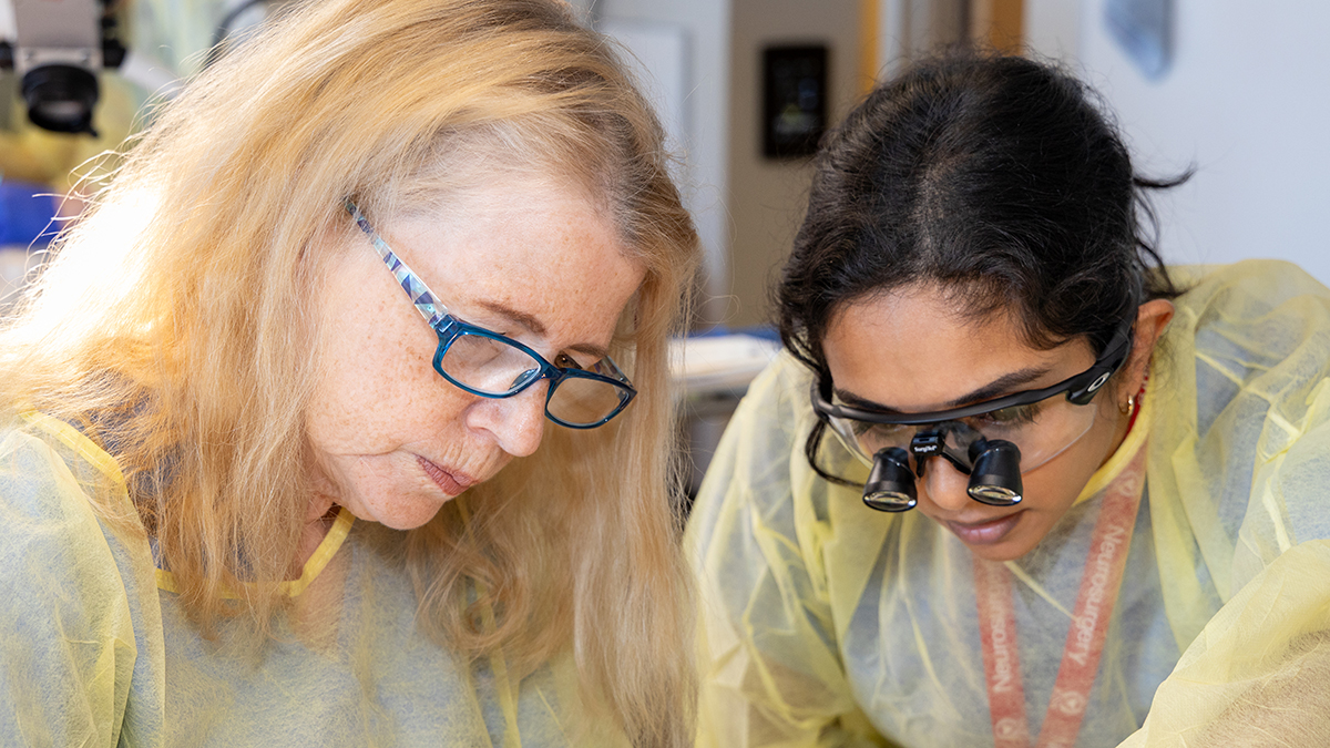 NeurosurgUCSF's tweet photo. We were honored to host @ABCcentromedico's Carlos Rodriguez Aceves, MD, for our 10th Annual Peripheral Nerve Day! This hands-on workshop, led by @UCSFHospitals neurosurgeon Line Jacques, MD, trains our #neurosurgery residents in techniques for nerve decompression and repair. https://t.co/UdqNZKZU3s
