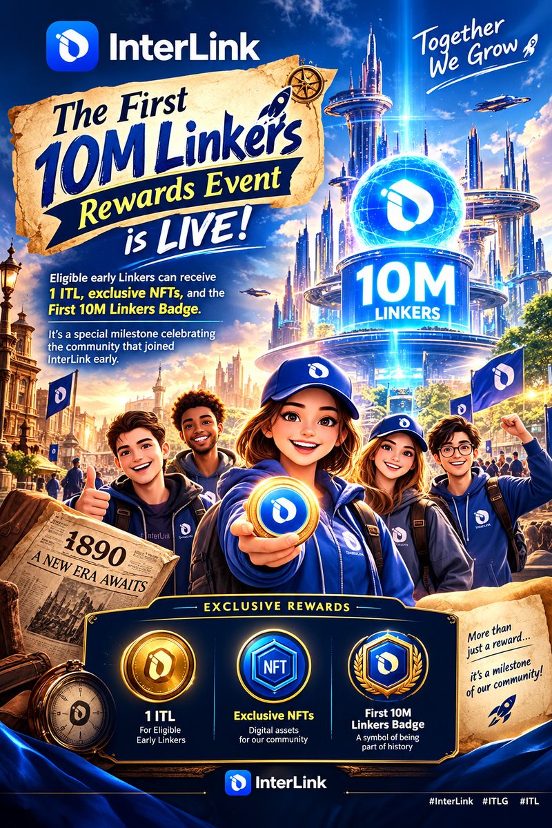 Nazancem34's tweet photo. 🎆 The First 10M Linkers Rewards Event is LIVE! Eligible early Linkers can receive 1 ITL, exclusive NFTs, and the First 10M Linkers Badge. It’s a special milestone celebrating the community that joined InterLink early.
#InterLink #ITLG #ITL 
@kv_interlink @reina_itl https://t.co/wwi9O6YQ7X