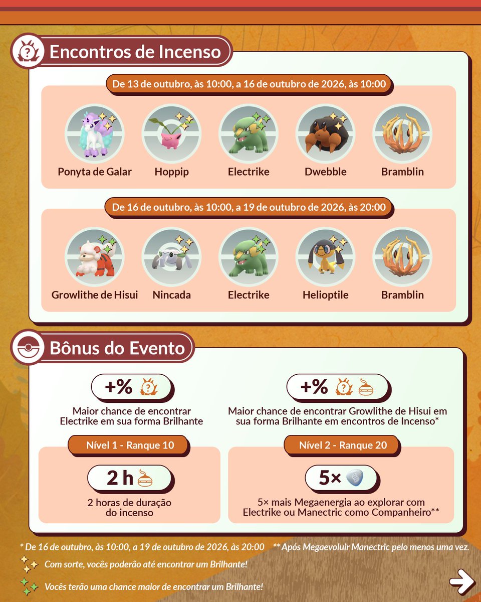 PokemonGOptBR's tweet photo. Bramblin faz sua estreia durante o evento Maratona das Folhas: Caminhada Companheira no Pokémon GO.

O evento ocorrerá de 13 de outubro, às 10:00, a 19 de outubro, às 20:00

https://t.co/5PUsWQnHfz https://t.co/IY1qu5N0PX