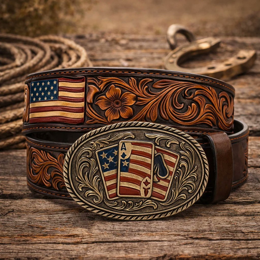 ArtCraftZon's tweet photo. Premium Hand-Tooled Leather Belt with American Flag Card Brass Buckle - Handcrafted Western Cowboy Style
Checkout online store https://t.co/3whuauGBE5
#WesternBelt #CowboyBelt #LeatherBelt #WesternFashion #CowboyStyle #LeatherCraft #HandcraftedLeather #TooledLeather #LeatherGoods https://t.co/EhAnzzP4X1