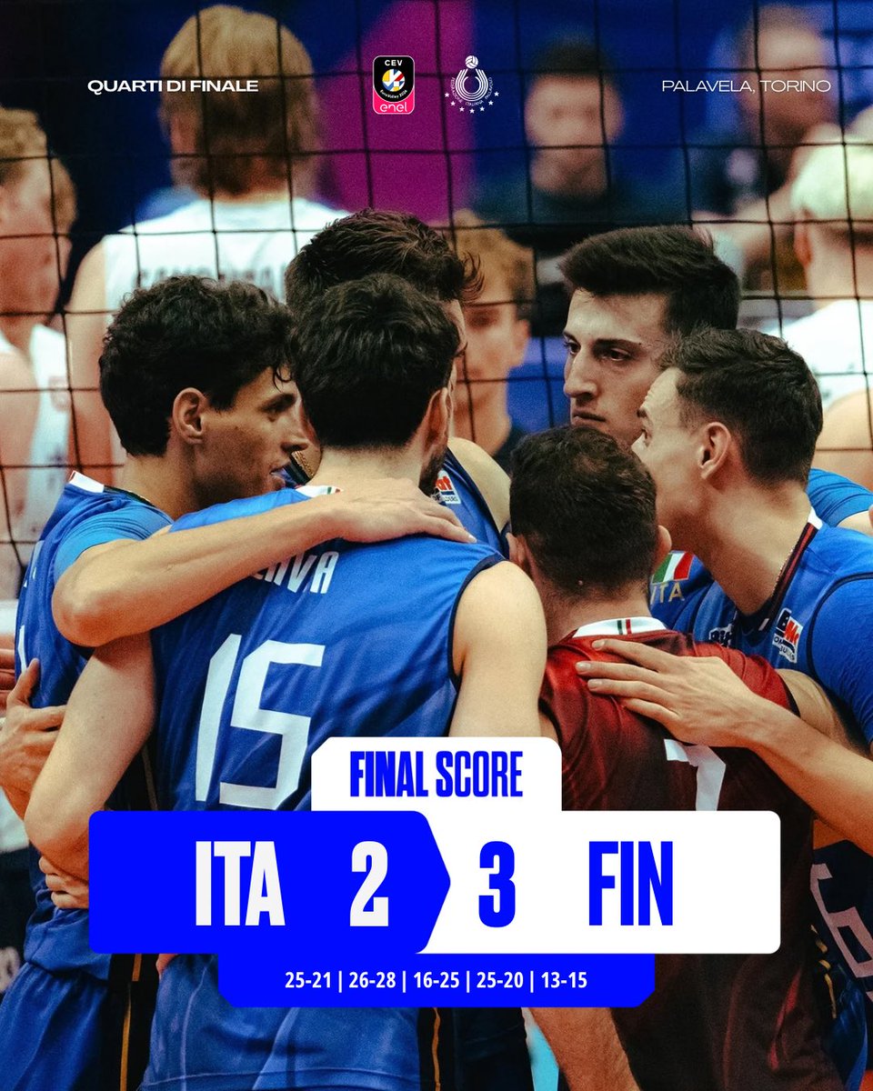 Federvolley's tweet photo. Finisce qui il nostro Europeo ❌

#LaNazionale #EuroVolleyM @CEVolleyball @CEVolleyballITA https://t.co/7mgWkUbIL4