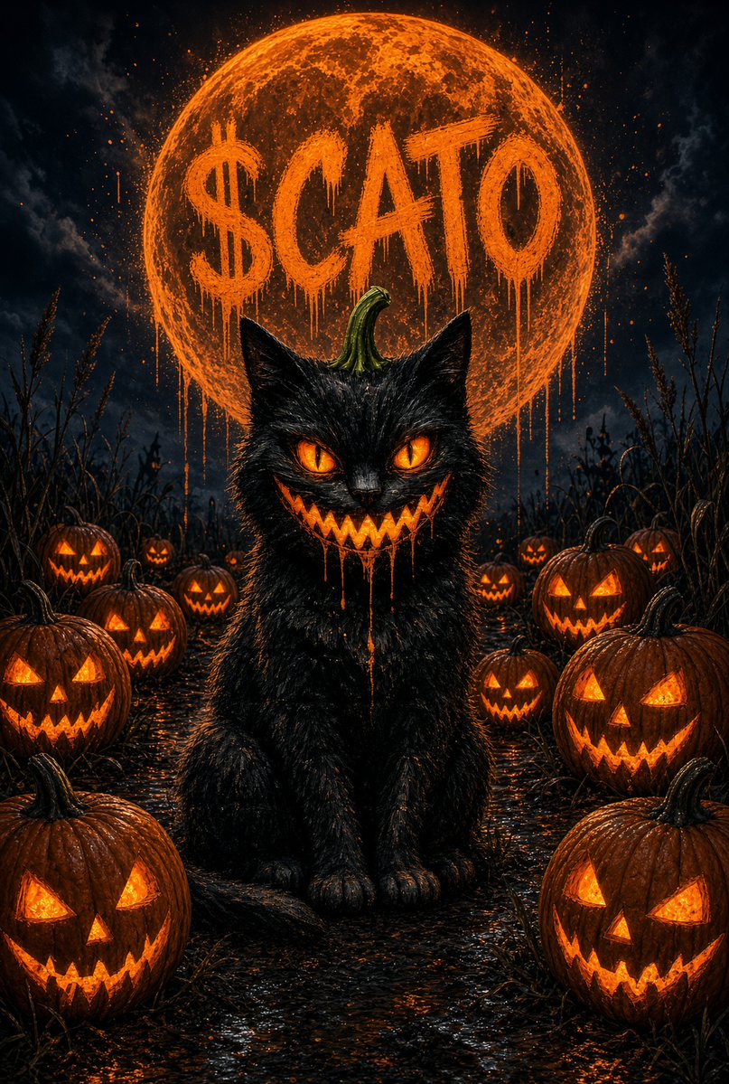 CatOLanternSOL's tweet photo. On Solana, the nights run hot and the walls stay wet.

Somebody painted a cat on the brick — pumpkin stem, fire for eyes, a mouth that was never meant to close. People started calling it Cat O’Lantern. Then they started calling it $CATO. Then they stopped calling it anything and just sat with it.

That is the whole origin.

Cat O’Lantern does not promise a kingdom. It does not wear a hard hat or a tuxedo. It is Halloween given a ticker: black fur, orange drip, a smile that looks good next to a green candle and better next to a red one.

If you get it, you already have the slogan.

Meow. Hodl. Moon.

GeNwBZWJcWQAkLDdty7geii9xSjtCuga1qE9DDzLpump