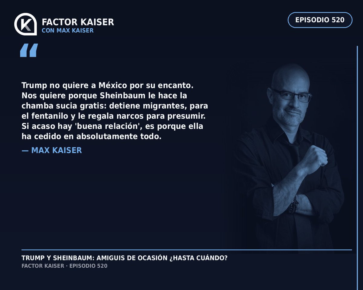 factor_kaiser's tweet photo. Migrantes detenidos, fentanilo interceptado y más de 90 narcos entregados: así paga México la "buena relación" con Trump.
🇺🇸Presume esos logros como propios, sin gastar ni ensuciarse
🌉Todo empezó cuando Canadá rompió con Trump y necesitó un aliado barato
@MaxKaiser75 #FK520 https://t.co/k7W6izfg7e