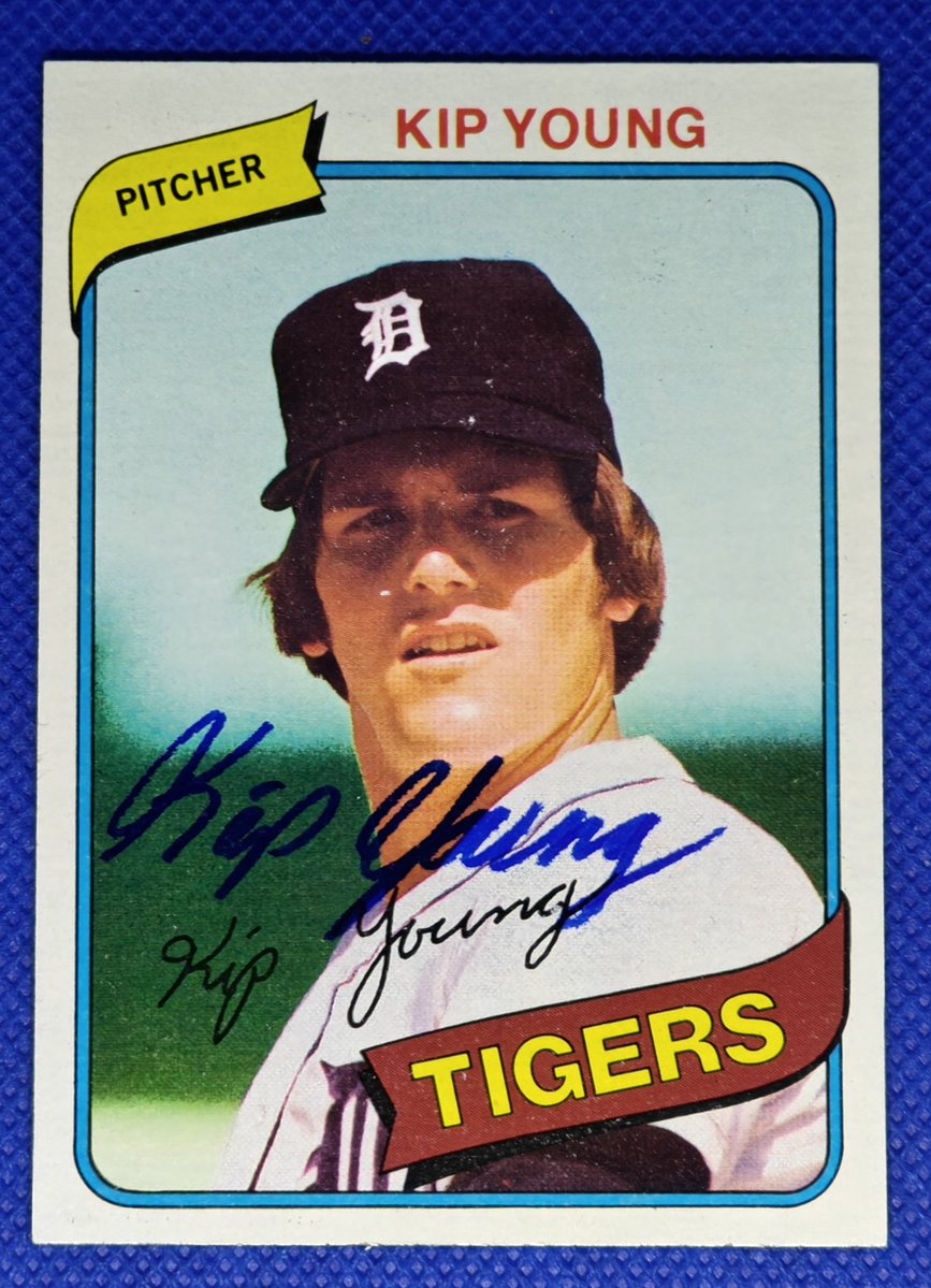 Gampagnolo's tweet photo. Today's TTM success: Kip Young on a 1980 Topps. As a rookie in 1978 with Tigers in his first four starts he pitched four complete games! 40 days.
#TTM #TTMBASEBALL #baseballautographs #ttmsuccess #baseballcards https://t.co/0WrpZGfClf