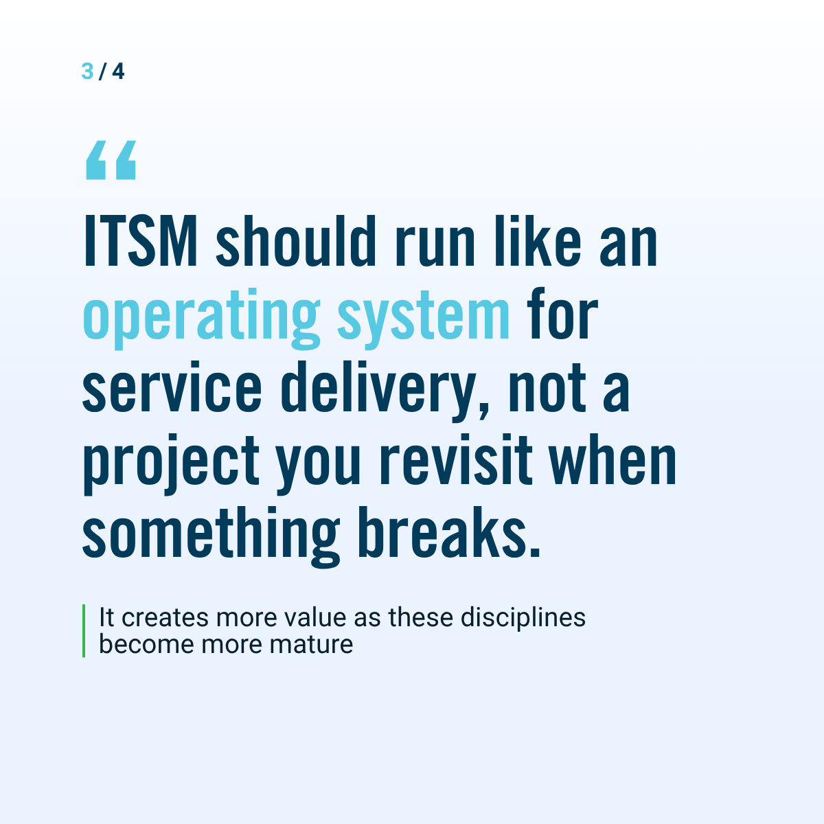 BuchananTech's tweet photo. Go-live is a milestone, not the finish line for IT service management. Once the platform is in place, the harder question becomes: who owns how it operates over time?

Workflows need to evolve. Service catalogs need governance. Knowledge becomes outdated. Reporting needs interpretation. Automation needs maintenance. Processes that worked at implementation may no longer reflect how the business operates six or twelve months later.

Without clear ownership, the platform may continue running while the service management model around it gradually loses effectiveness. That ownership can sit internally, be shared through a co-managed model, or be fully managed. The structure can vary.

What matters is that responsibility for administration, governance, measurement, and continual improvement is clear. More on our approach to IT service management: https://t.co/LDy9zHQwul

#ITServiceManagement #ServiceManagement #ITOperations