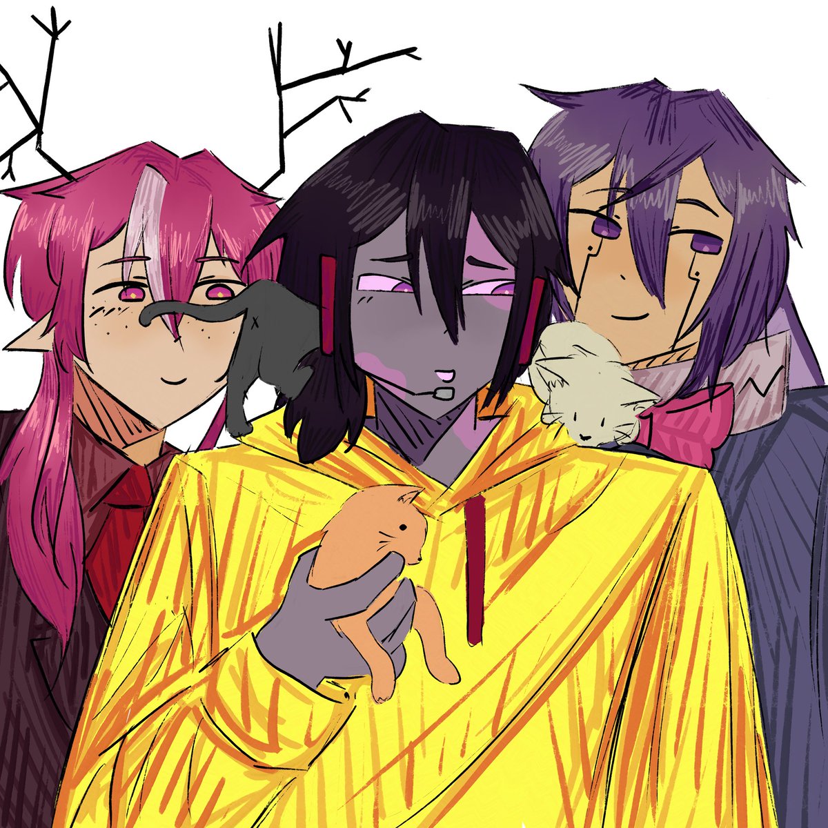 mewsliv's tweet photo. #aegistrio re-upload because I forgot Boomie’s horns. https://t.co/rtlSRRrObd