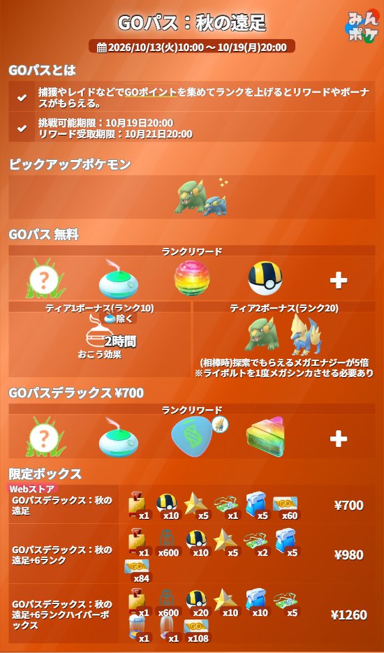 pokemongo_db's tweet photo. 【秋の遠足：相棒といっしょ】
⚡開催期間
10/13(火)10:00〜10/19(月)20:00

✅アノクサ、アノホラグサが初登場
✅メガライボルトのメガレベル4が解放
✅ラクライ、ガーディ(ヒスイ)の色違い確率アップ
✅相棒にして連れ歩いたラクライ、ライボルトからもらえるメガエナジーが5倍（GOパスボーナス）
など

 https://t.co/6eDsWsDZyK #ポケモンGO