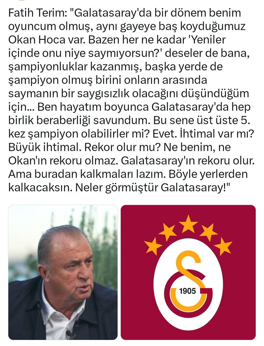 halukce's tweet photo. Daha önce attığım twite tercüman olmuş İmparator @fatihterim 
#KenetlenBaşkaGalatasarayYok https://t.co/GYYZD02fpN