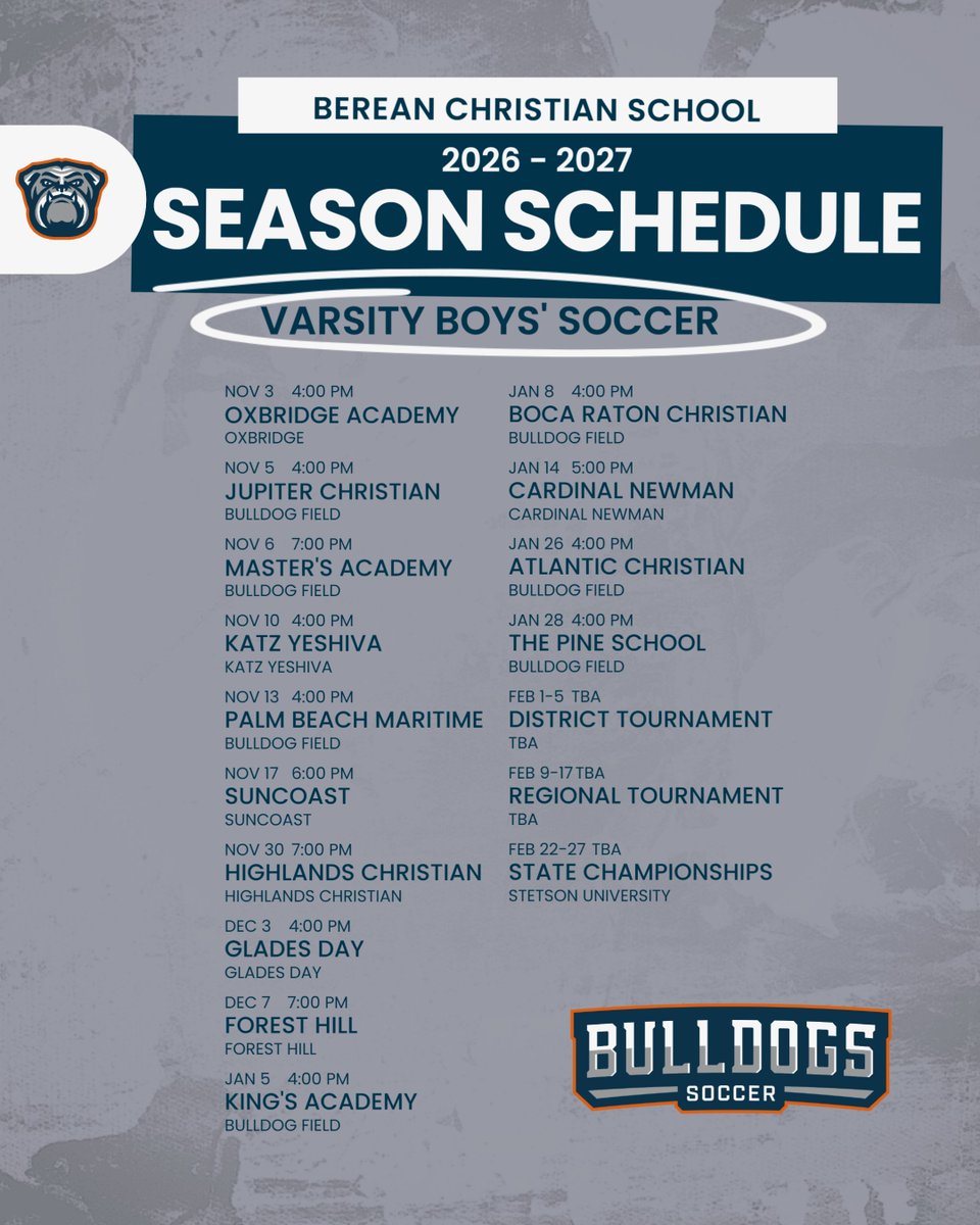 bereanwpbath's tweet photo. Coach Luke Schartner has released the Boys' Varsity Soccer Schedule for the 2026-2027 season! Read all about it here! #ForHim

https://t.co/IRI0uyHeS9 https://t.co/sHe9rsUnNw