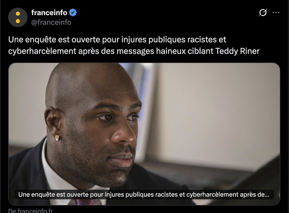 Nain_Portekoi's tweet photo. Je propose un truc tout simple : quand la Justice aura identifié les auteurs de ces propos, elle les oblige à monter sur le tatami face à Teddy Riner.
Ce sera plus dissuasif qu'un procès et ça nous coutera moins cher. https://t.co/97IayKLhb5