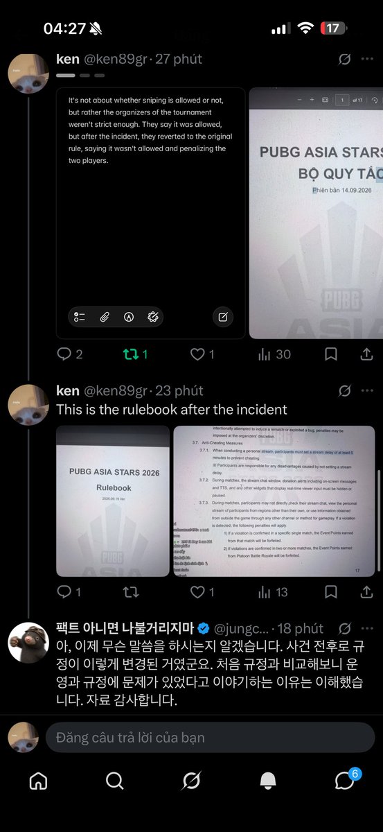 ken89gr's tweet photo. Everyone should try to understand the situation and avoid being rude to each other. Everyone wants a healthy gaming community, and those two players just wanted to have fun, but a permanent ban is too harsh. And I think it wasn't their fault, but rather the event organizers fault https://t.co/B1Mmoocg4X