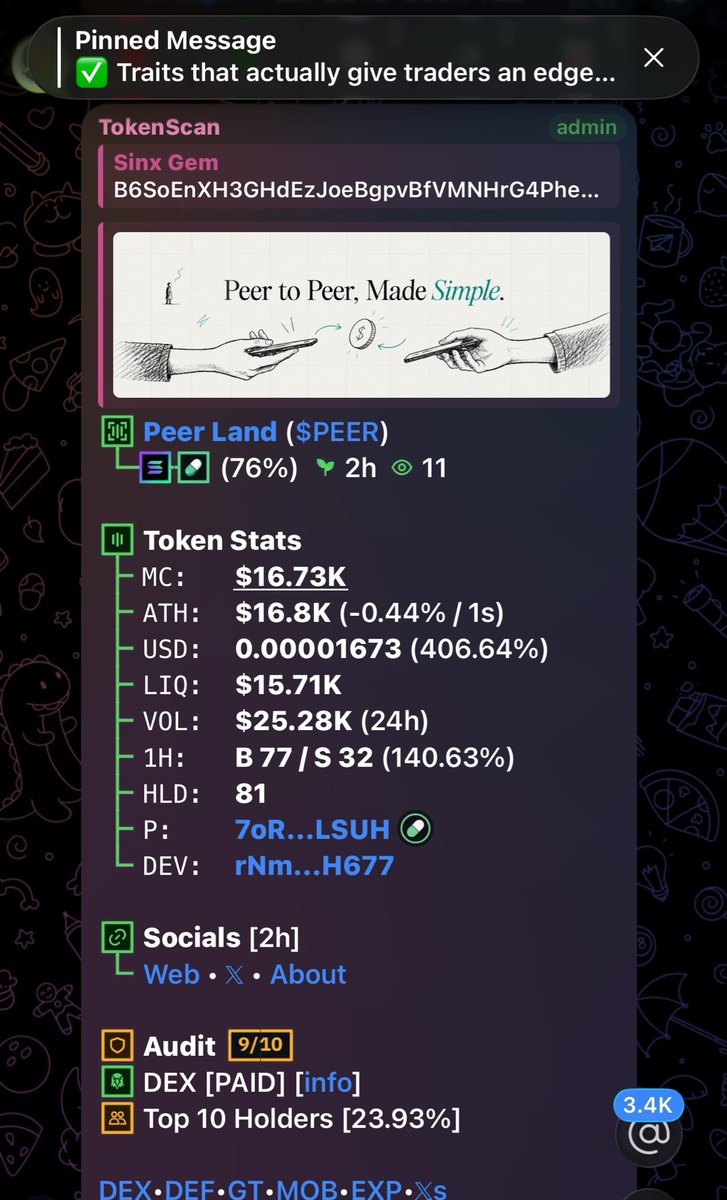 Sinxgem's tweet photo. Entry $PEER
CA
B6SoEnXH3GHdEzJoeBgpvBfVMNHrG4PheeMNxD4pump https://t.co/0pHZgWwHiX
