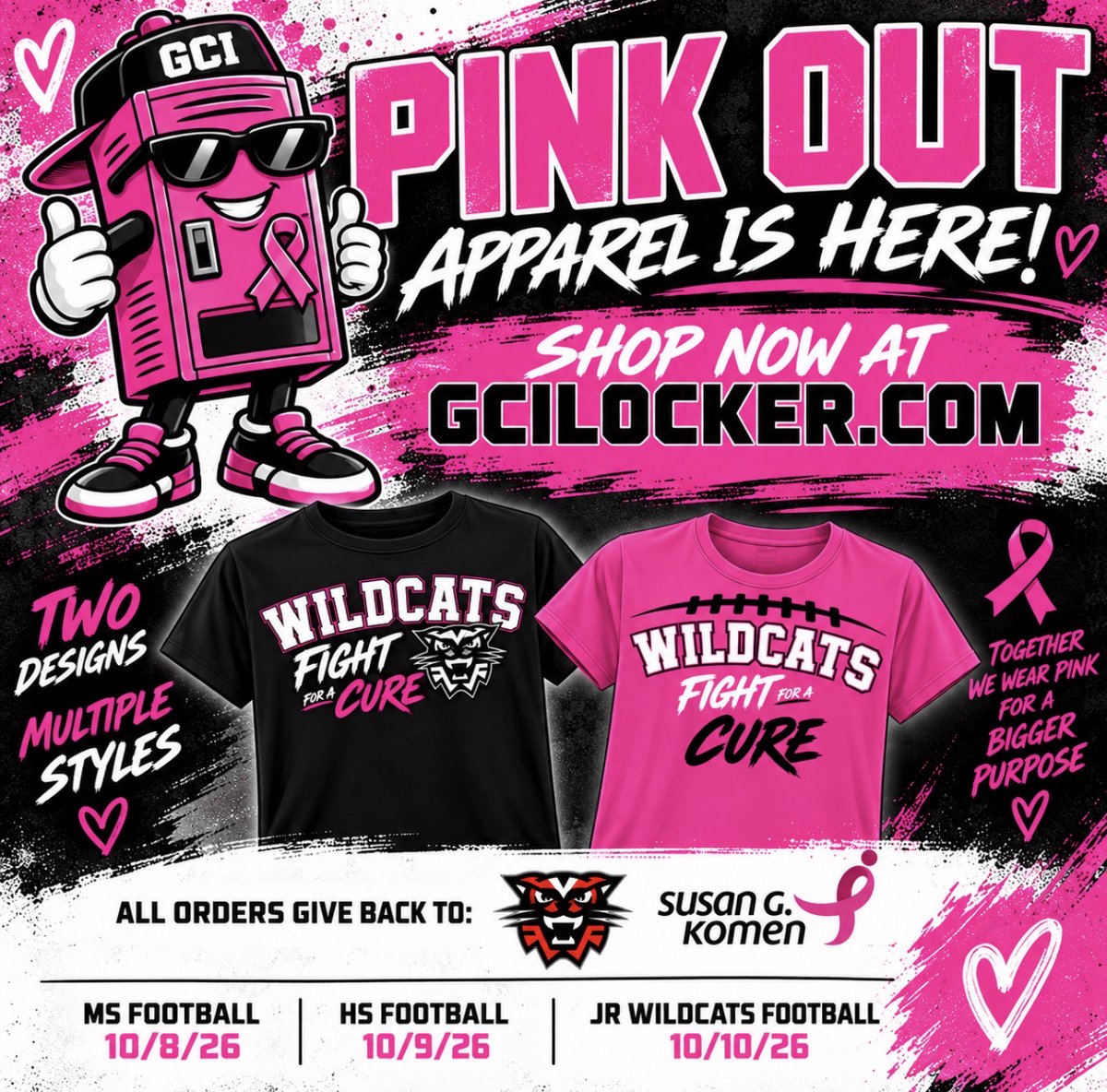 eldoradousd490's tweet photo. Pink Out apparel available for Oct. 8-10 games. Pink Out with #PartOfThePride! Order by Oct. 4! https://t.co/h6LrrM9SzO https://t.co/VQEHENITBz via @ParentSquare https://t.co/5JqbyQmO0A