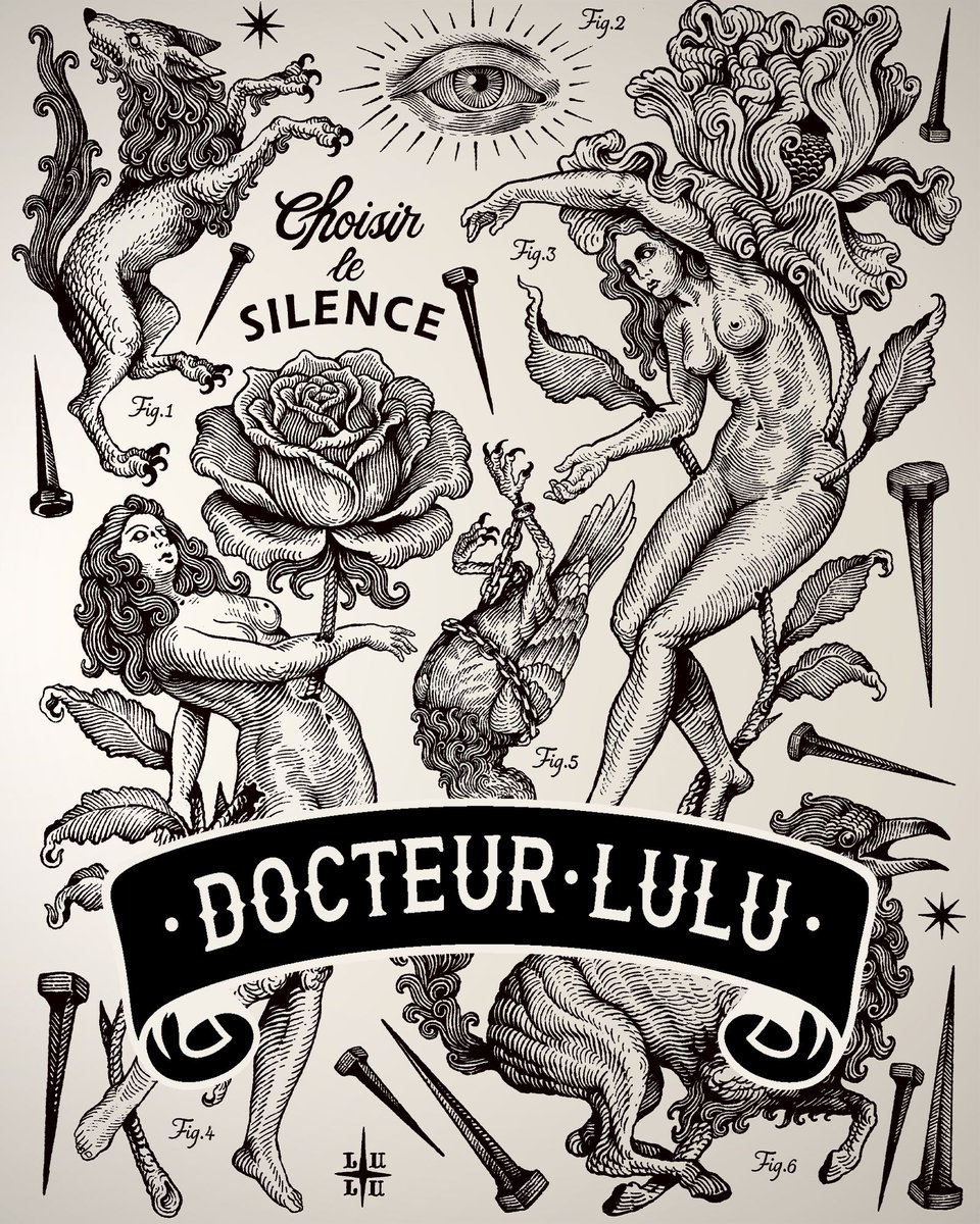 HRTWRKGallery's tweet photo. Docteur Lulu: Prints Available Now
♡ https://t.co/uXMY2MYSEn

French artist Docteur Lulu creates detailed black-and-white work rooted in tattoo culture, surrealism, folklore, and the occult.

A selection of his work is now available as museum quality prints. https://t.co/niXRfyPelV