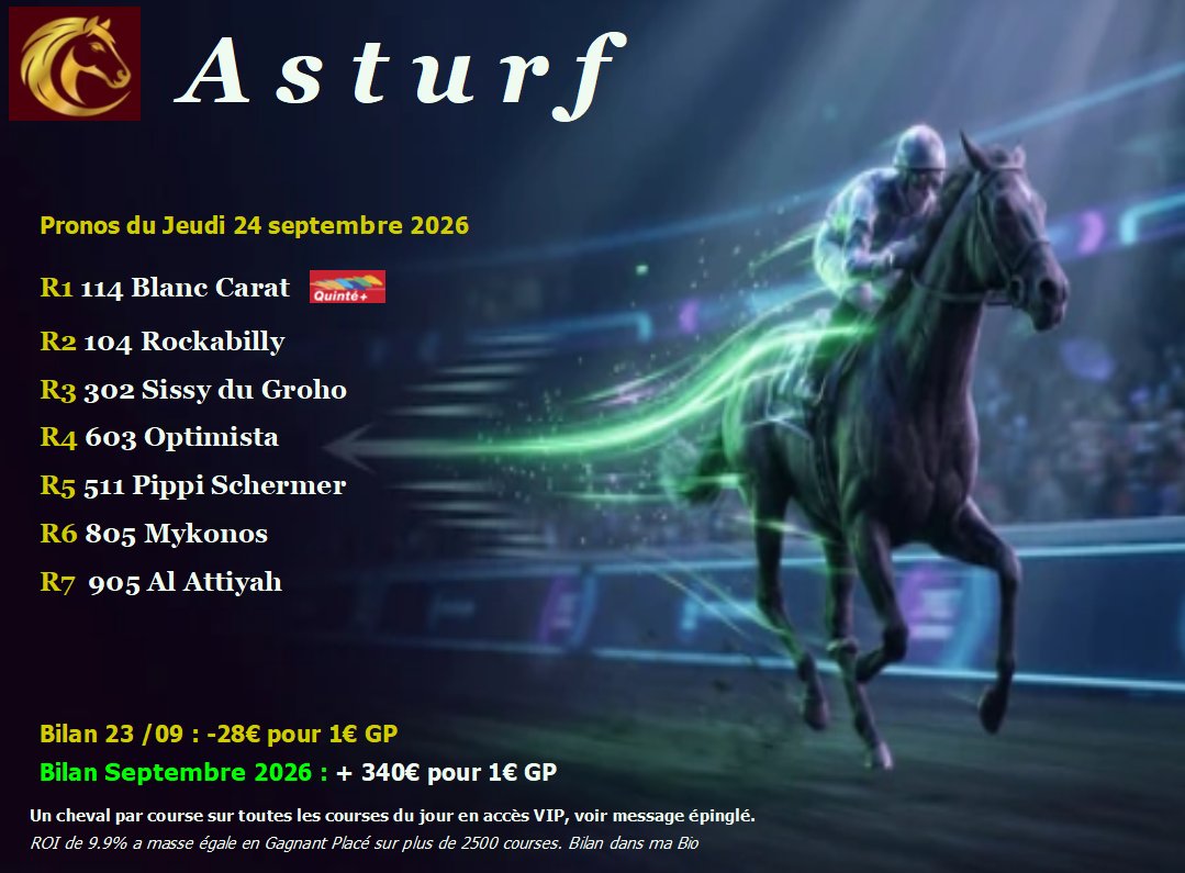 asturf_'s tweet photo. 📷Voici la liste des chevaux du jour.
📷Retrouvez la liste complète : 1 cheval par course sur toutes les réunions du jour dans l'accés VIP (voir le message épinglé) https://t.co/IzRKiNwJZZ