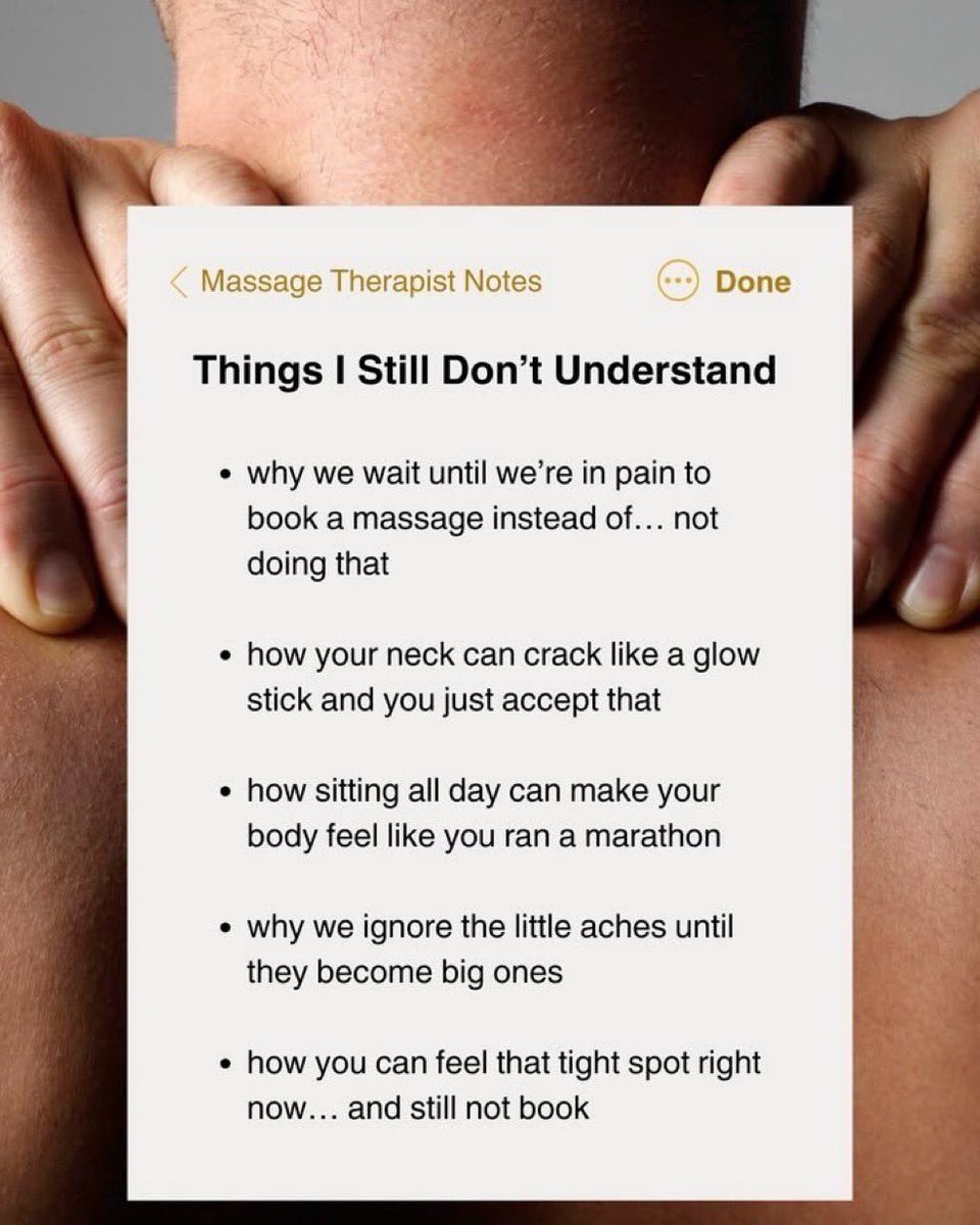 BammelDonald's tweet photo. Be honest… which one are you? 
Most people aren’t walking around feeling amazing in their bodies, they’ve simply gotten used to how they feel.
Ignoring the tension. Stretching “just a little.” Hoping the discomfort goes away on its own.
Until one day… it doesn’t. https://t.co/F5W3HnHmNr