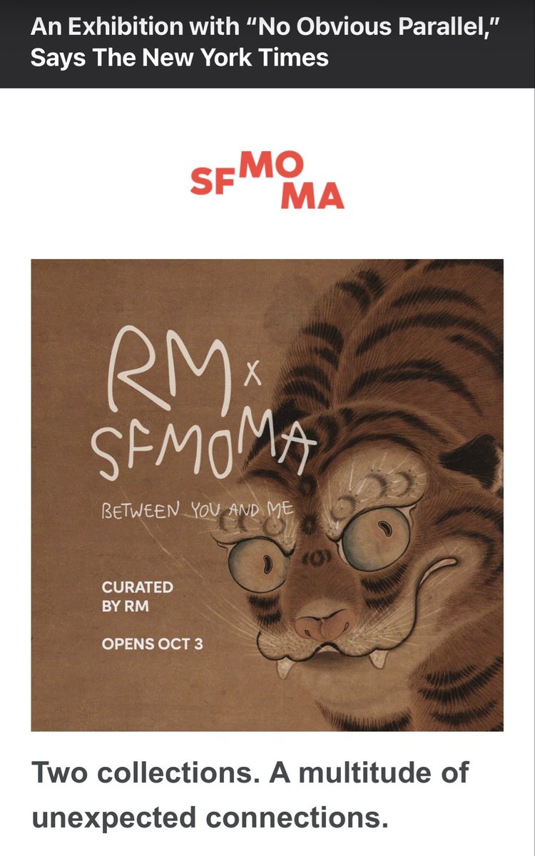 btsmoon_elle's tweet photo. it’s almost here! just received another email from @SFMOMA for the #RMxSFMOMA exhibition 

Subject: An Exhibition with “No Obvious Parallel,” Says The New York Times https://t.co/xHpQIsithk