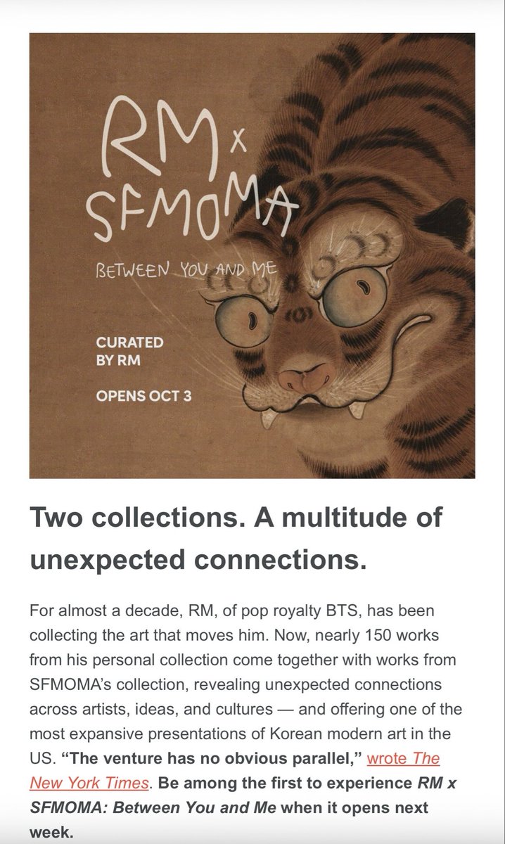 btsmoon_elle's tweet photo. it’s almost here! just received another email from @SFMOMA for the #RMxSFMOMA exhibition 

Subject: An Exhibition with “No Obvious Parallel,” Says The New York Times https://t.co/xHpQIsithk