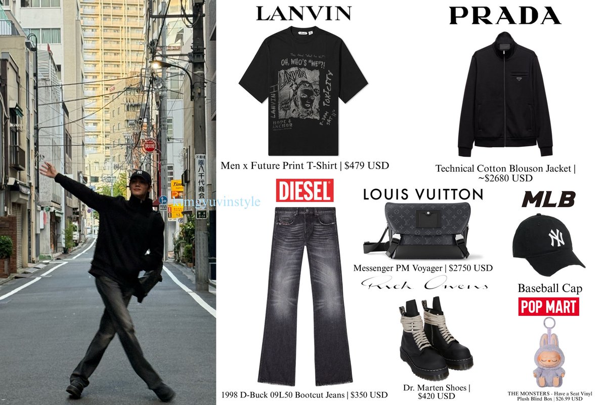 kimgyuvinstyle's tweet photo. 260923 BUBBLE UPDATE

👕 LANVIN
👕 PRADA
👖 DIESEL
👟 RICK OWENS
👜 LOUIS VUITTON
🧢 MLB
🧸 POP MART

#김규빈 #KIMGYUVIN #キムギュビン #金奎彬 #AND2BLE #앤더블 #GyuvinStyle https://t.co/V5Khvt5q1O