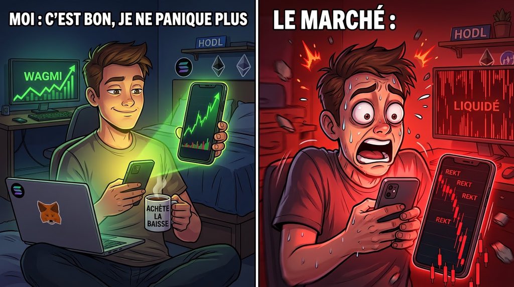 Zoumaweb3's tweet photo. Quand tu penses enfin avoir dompté la crypto... et que le marché décide de te rappeler qui est le patron ! 😅 

Qui a déjà vécu ça ?

 #WEEXMeme  @Weex_French. https://t.co/8OayuNkdVN