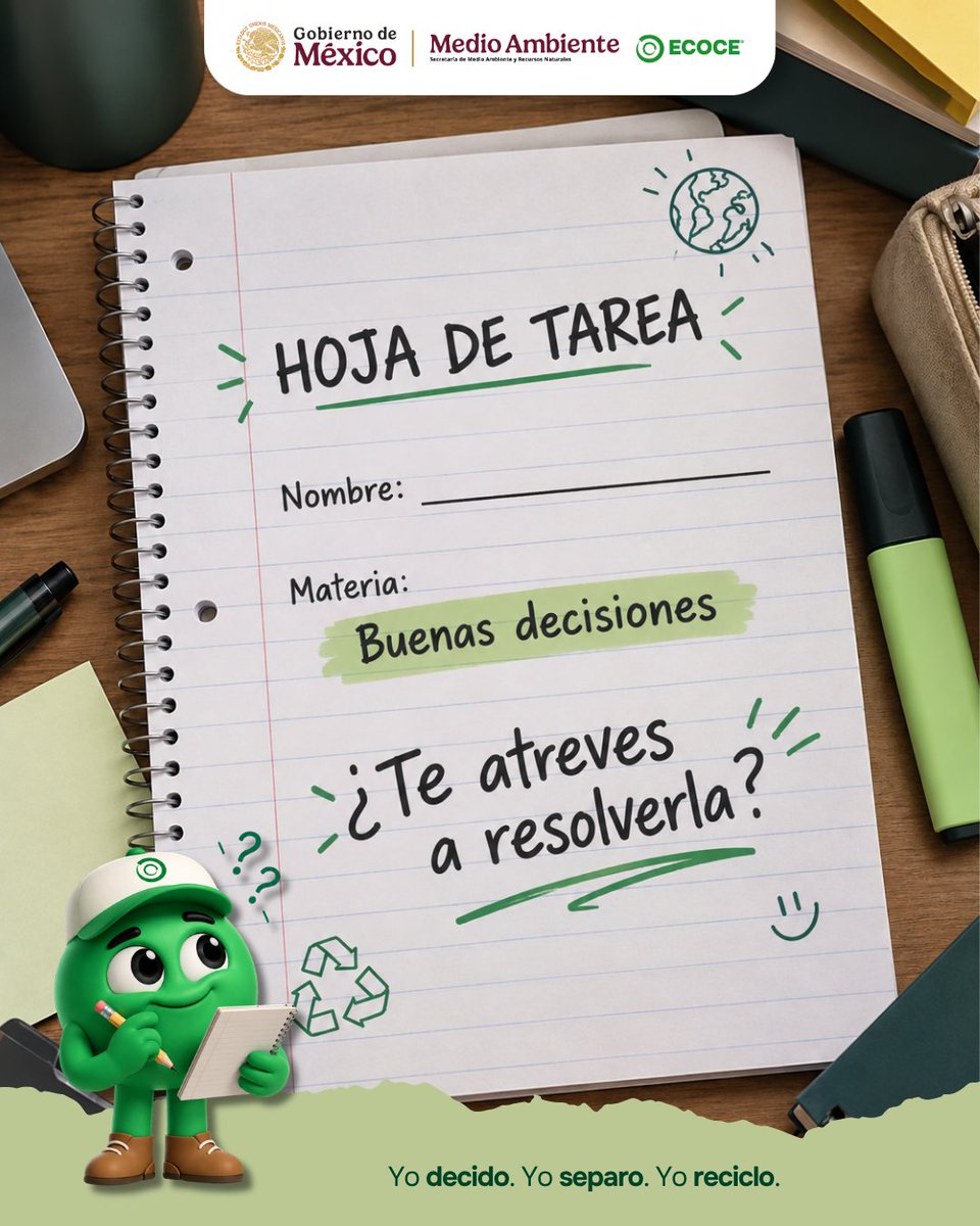 ecoceac's tweet photo. 🎒 Este regreso a clases no solo abre las puertas a un nuevo ciclo. También abre la oportunidad de aprender, crecer y elegir diferente. 💚

Nuevos amigos, nuevas historias, nuevos aprendizajes… y pequeñas decisiones que pueden hacer una gran diferencia.

Porque cuidar nuestro planeta también se aprende. 🌎♻️

✨ Este regreso a clases, haz que cada elección cuente. 

#Ecoce #Semarnat #México #RegresoAClases