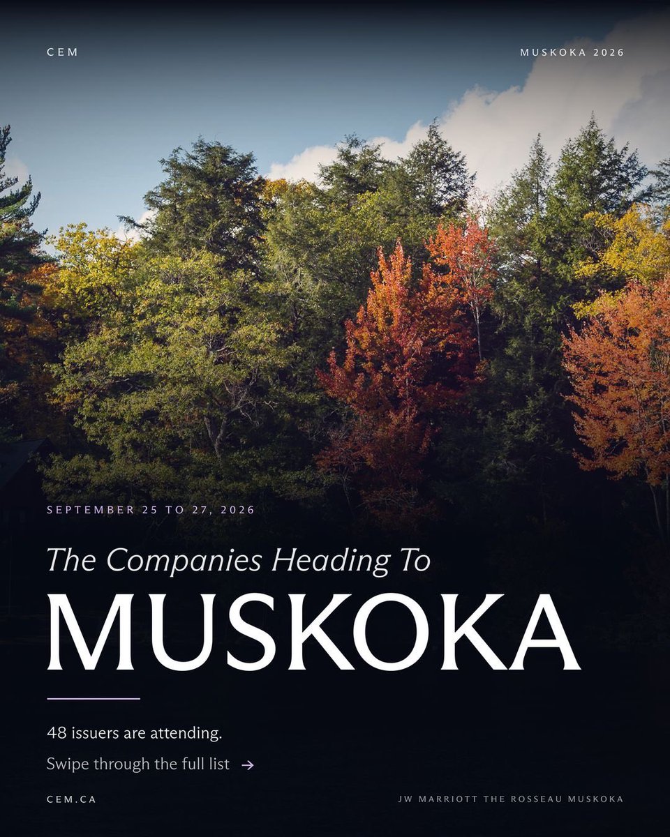 CapitalEvent's tweet photo. Inside a CEM event: a wide range of sectors and stages of development, built that way with intention.

48 companies this week at CEM Muskoka, gold, uranium, lithium, energy, biotech, and more.

Full lineup below 👇 https://t.co/tuxDeh5Wt4