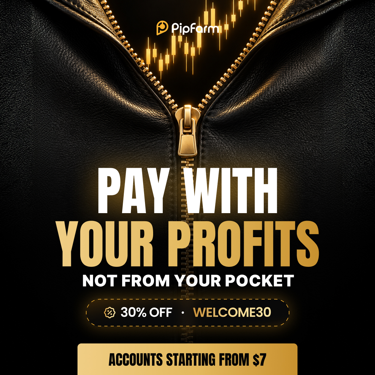 thepipfarm's tweet photo. 💸 Pay With Profits — not from your pocket
=> How you trade in the challenge determines how much you pay from your profits
=> Start from as little as $7
=> Up to 90% profit share and first payout on demand
30% off with code WELCOME30