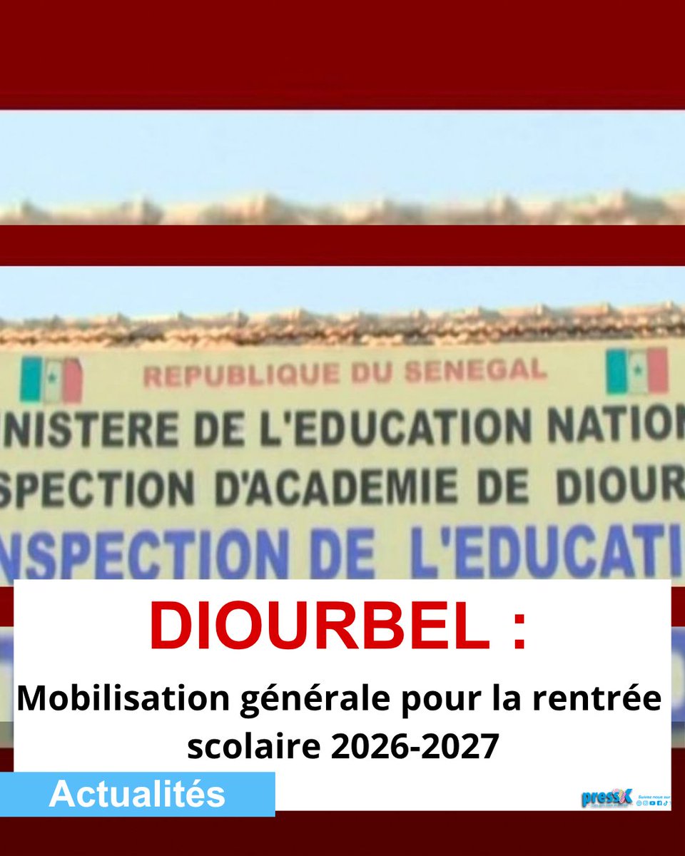 Pressafrik's tweet photo. Diourbel : mobilisation générale en vue de la rentrée scolaire 2026-2027

https://t.co/rII1IbQr5l

#Diourbel #Sénégal #RentréeScolaire #Éducation https://t.co/llOASx7ORA
