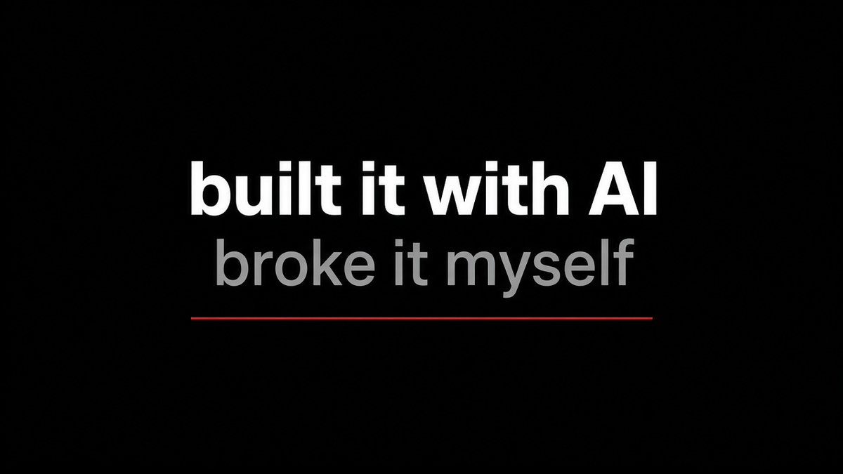 cradrrat's tweet photo. Built it with AI.

Broke it myself.

That second part is the real skill I’m learning. https://t.co/j8pHTUus7W