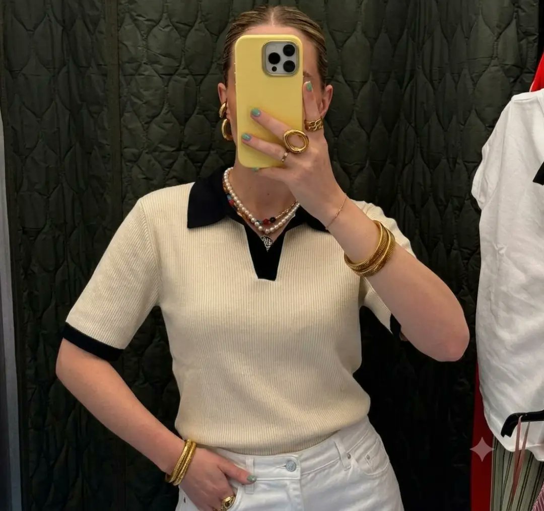 bielzeus's tweet photo. Cream Ribbed Knit Polo Top with contrast black collar and cuffs. A versatile Korean-inspired essential for casual, preppy, or office looks. Pair with jeans, skirts, or tailored trousers for effortless style. https://t.co/UgVpsiwQnY