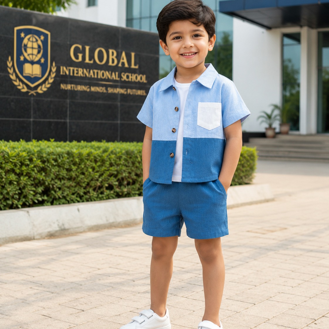 c_claudinha's tweet photo. Stylish boys’ co-ord set with bold blue, yellow, pink, and white prints. Soft, breathable half-sleeve shirt and adjustable shorts deliver all-day comfort and a perfect fit. https://t.co/C3eToYXRDc