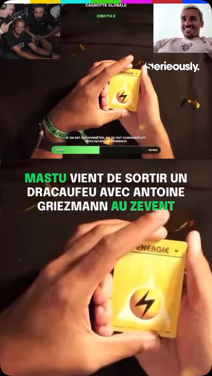 NorikoFlorido's tweet photo. C’est la magie du @zeventfr! @mastuu_ a chopé un dracaufeu avec @antogriezmann 🔥 La carte coûte 50 000 euros. #mastu #pokemon #antoinegriezmann #zevent https://t.co/WGLswdB73P