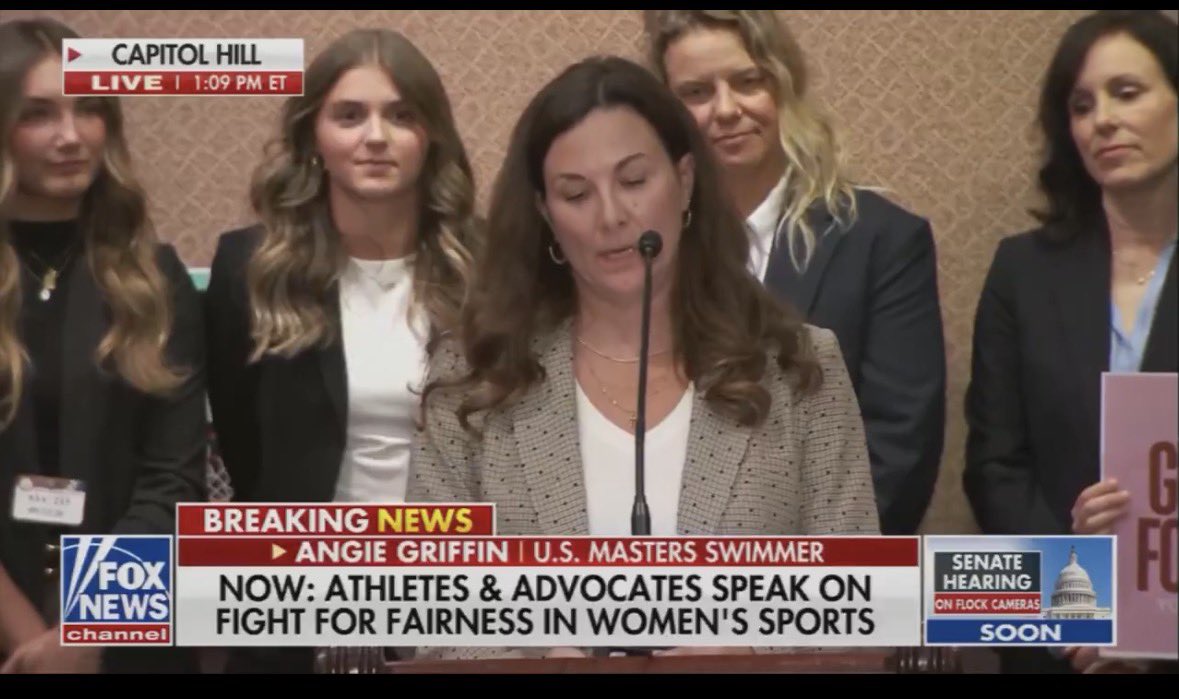 CarilynJohnson's tweet photo. A nationally ranked female masters’ swimmer lost to a male. 

When she complained, she was told she was engaging in “unsportsmanlike conduct” and faced a lifetime ban.

We are SO done with this. Women deserve FAIR sport. https://t.co/UwlxBzXnK0