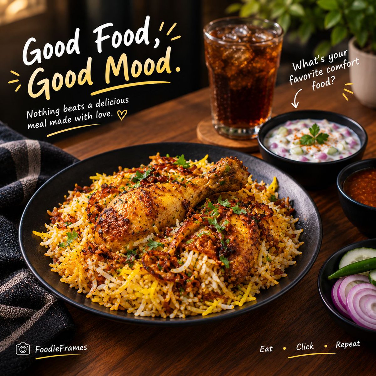 sankenji7351's tweet photo. 🍗✨ A plate full of flavor, comfort, and happiness! 🍚❤️
Nothing feels better than a delicious meal that makes your day a little brighter. 😋
Would you choose biryani for your next meal? 👇
📸 FoodieFrames
Eat • Click • Repeat
#Biryani #Foodie #FoodLovers #FoodPhotography https://t.co/2w8lVs1mSY