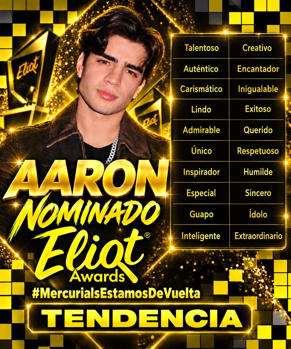 lexila888's tweet photo. 📣💥| ¡TENDENCIA EXPRESS ⚡️

frase: AARON NOMINADO ELIOT AWARDS
#MercurialsEstamosDeVuelta

Comenten la frase + la palabra 

ARRANCAMOS YA MISMO ‼️ La tendencia lleva frase y hashtag 🚨

Aarón acaba de ser nominado a los Eliot Awards! Estamos de vuelta! 😈🔥 #AaronMercury https://t.co/EUkod6jM1O