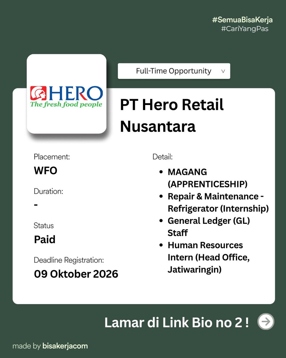 bisakerja_id's tweet photo. #LowonganKerja

Danone (AQUA), UltraMilk, Adira Finance sampai Hero Retail lagi buka lowongan.

Detail job desc dan pendaftaran bisa melalui https://t.co/VOe5NVgZLR

Tinggal search nama company, apply, beres! https://t.co/wWpl8d0bEV
