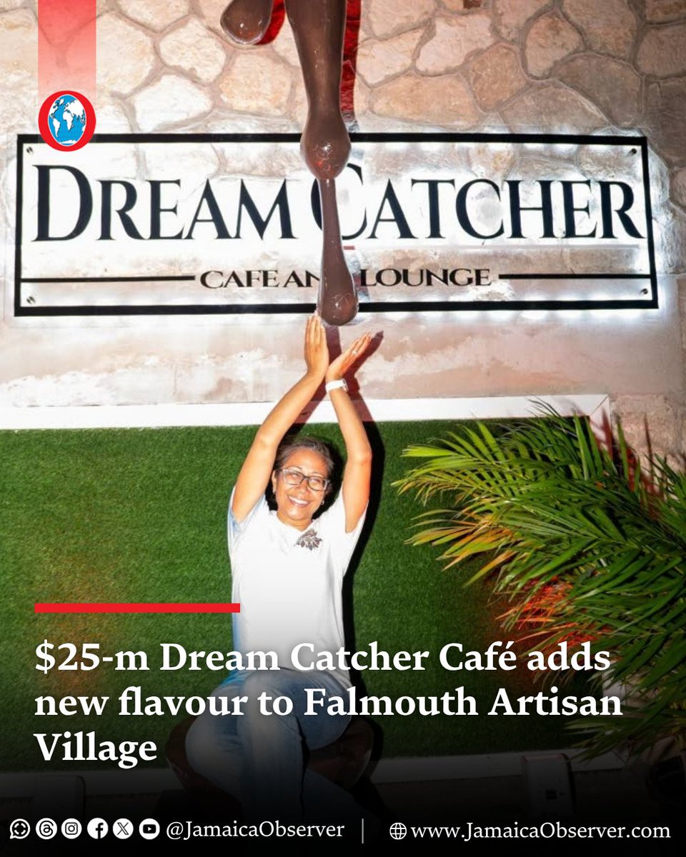 JamaicaObserver's tweet photo. A $25-million investment in the new Dream Catcher Café and Lounge is expected to strengthen the already mouth-watering gastronomy and lively entertainment offerings at Falmouth Artisan Village while creating a new social hub for residents and visitors to the historic town.
https://t.co/QqN1URZZUb