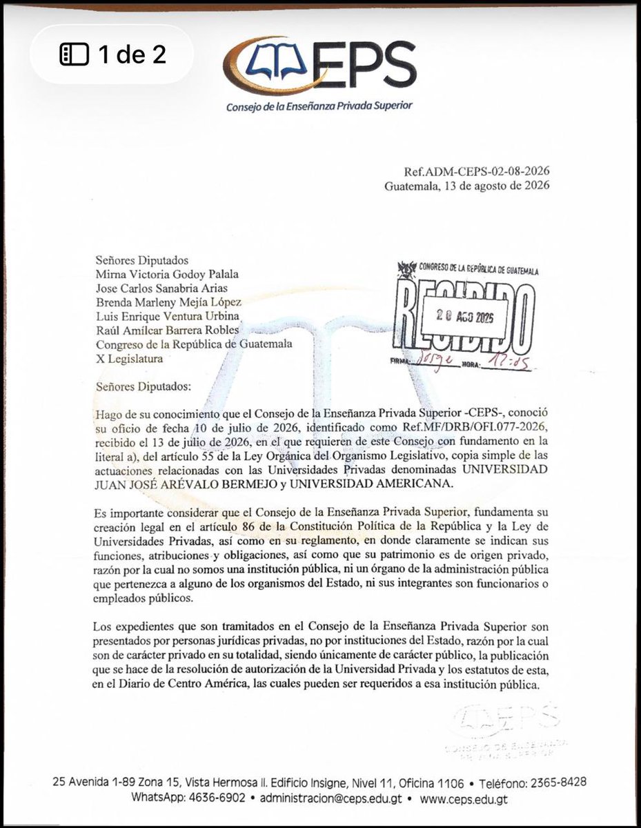 raulbarreragt's tweet photo. El Consejo de la Enseñanza Privada Superior nunca rinde cuentas.

Hoy se niegan a entregar informes sobre la autorización de la universidad de cartón propiedad del usurpador de la USAC.

Por tanto, hemos acudido a los tribunales. La justicia constitucional los obligará. https://t.co/cyaTLa8YvB
