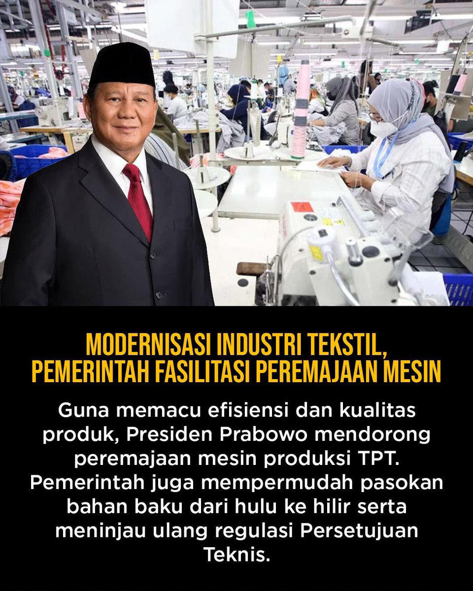 MailIsmail0e's tweet photo. Modernisasi industri tekstil, pemerintah fasilitasi peremajaan mesin
#BanggaBuatanIndonesia
Lindungi Pekerja Tekstil https://t.co/AWLFusSYE8