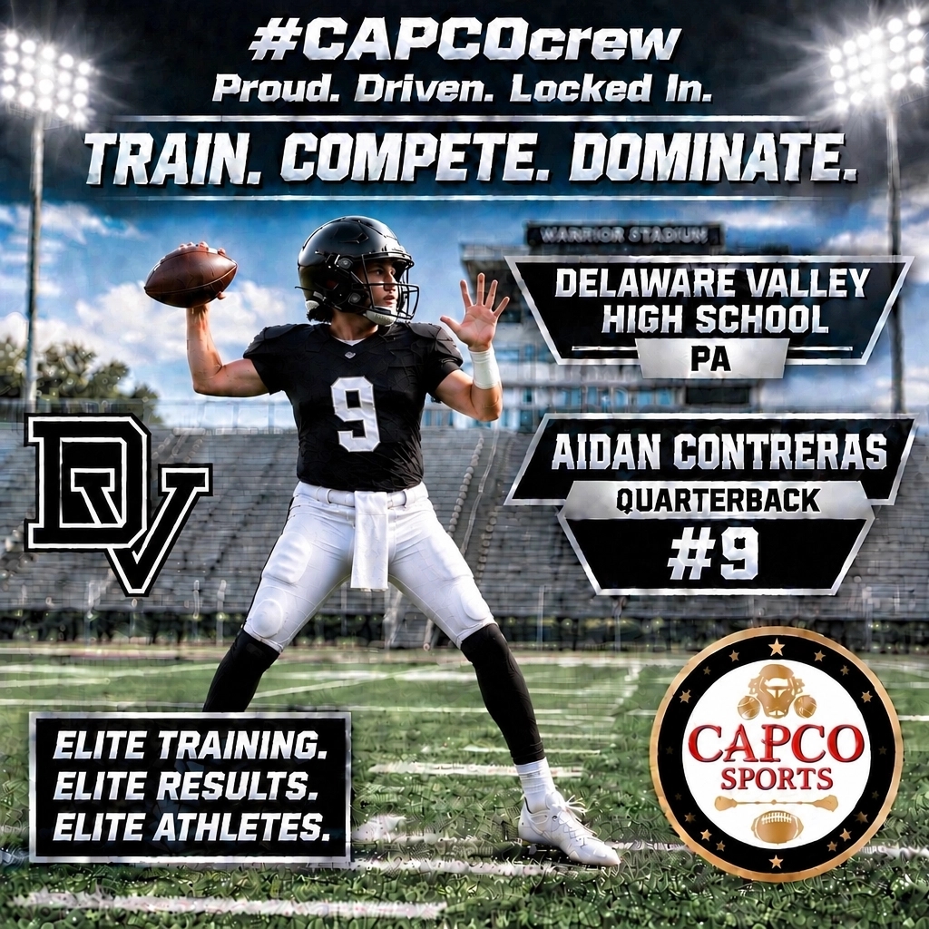 CAPCOsports's tweet photo. #OurGuy @_aidan_contreras | Delaware Valley High School (PA) @dv_warrior_football | Quarterback #9. has grinded with the #CAPCOcrew all off-season & pre-season and it is showing on the gridiron this fall. #CAPCOFootball https://t.co/1jp4gZHvi4
