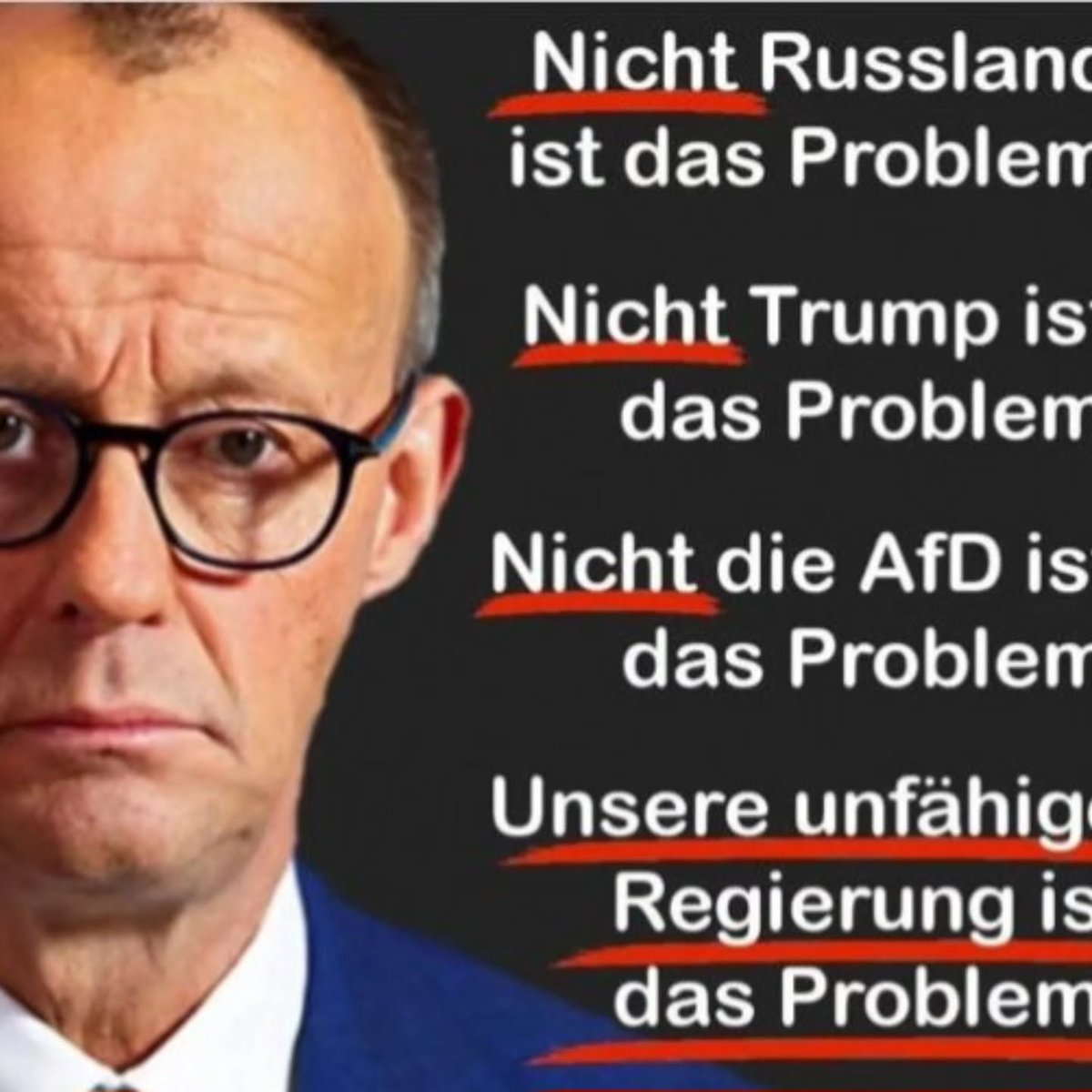 TrangFiliobp's tweet photo. Photo by lachtaube1932 on September 05, 2026. May be a meme of text that says "Nicht Russlan ist das Problen Nicht Trump is das Problem Nicht die AfD is das Problem Unsere unfähig Regierung is das Problem". https://t.co/hlOde4h42R