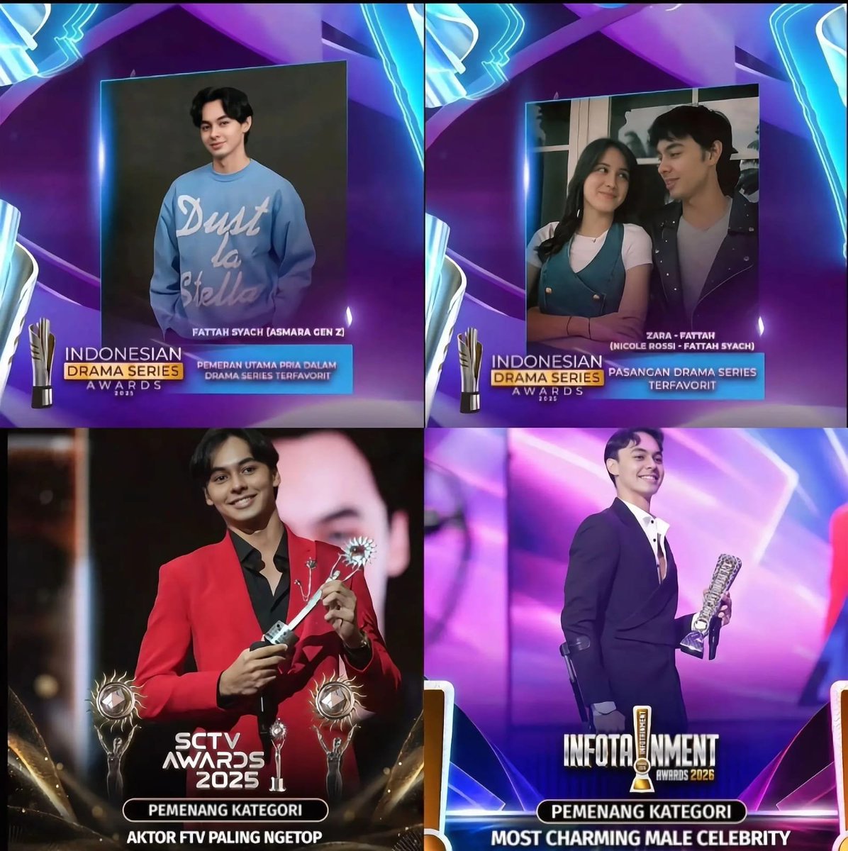 minoritynoir's tweet photo. Alhamdulillah 'ala bini'matihi 🤲🏻...
Tahun lalu fattah dapet penghargaan pemeran utama pria &amp; pasangan drama terfavorit di IDSA, kemudian penghargaan dlm kategori aktor FTV paling ngetop di SA &amp; tahun ini atas izin Allah fattah kembali dapet penghargaan. Terima kasih yaa Allah 🥹 https://t.co/SKp7q4YNRX