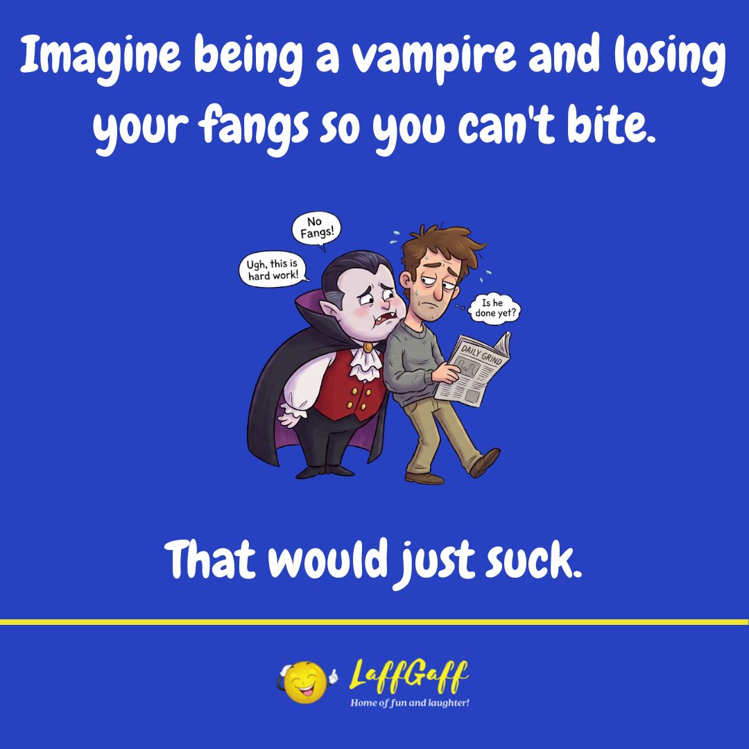 KendaDomaggox's tweet photo. Photo by LaffGaff on July 08, 2026. May be an image of text that says "Imagine being a vampire and losing your fangs so ψου can't bite. No Fangs! Ugh, this hard hard work! Ishe done doneyet? රපණ pet? DMABY GAIND That would just suck. LaffGaff https://t.co/DLMh14tGo7