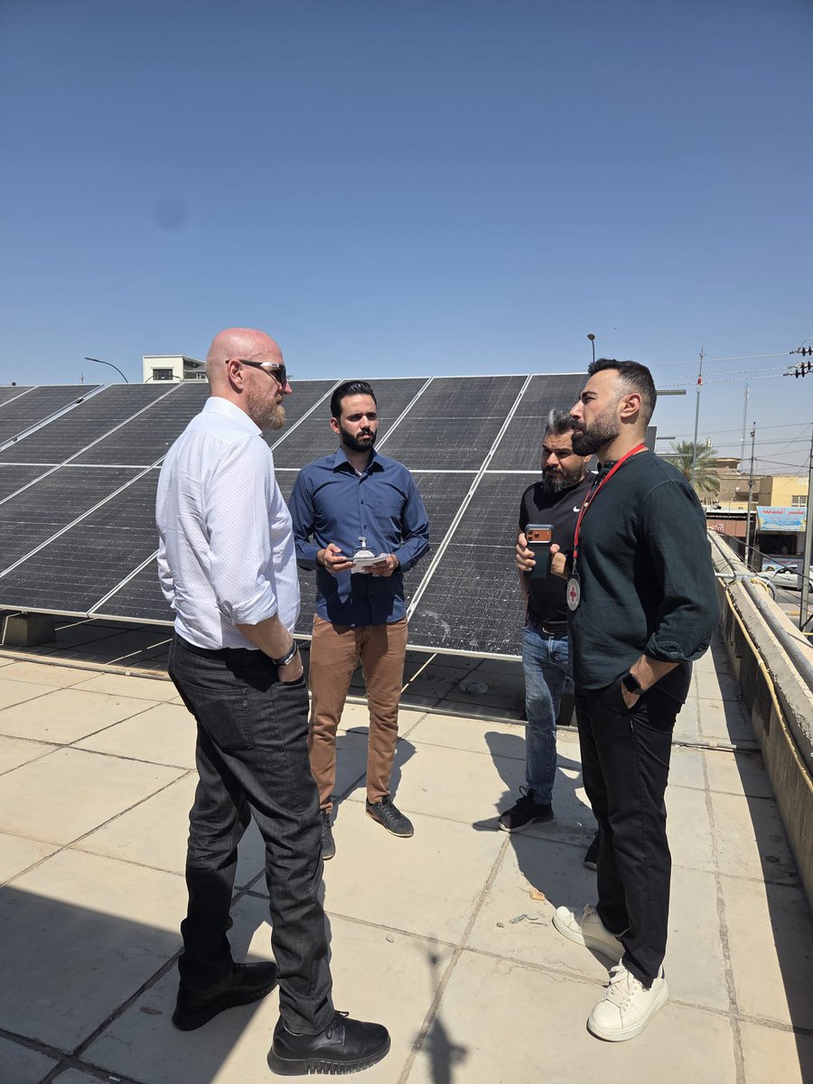 wfdejonge's tweet photo. Visiting the team in Al-Qaim, Anbar province. The #ICRC has supported the regional hospital with solar panels, a school with sanitation work and some returning families with cash for livelihood. Inspiring team and people here. @ICRC_IQ https://t.co/XW2QABqRzh