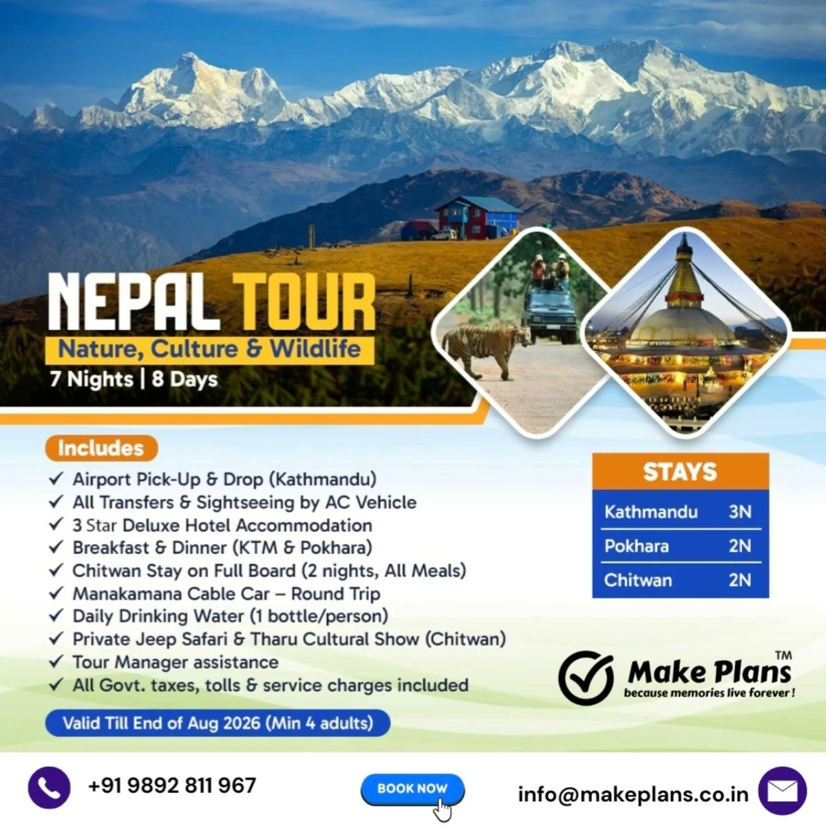 ElainaVendsr's tweet photo. 7 Nights | 8 Days Nepal 🇳🇵 package at INR 25, 999/- Per Person, for Package booking contact on 9892 811 967 https://t.co/34JxToqFVc