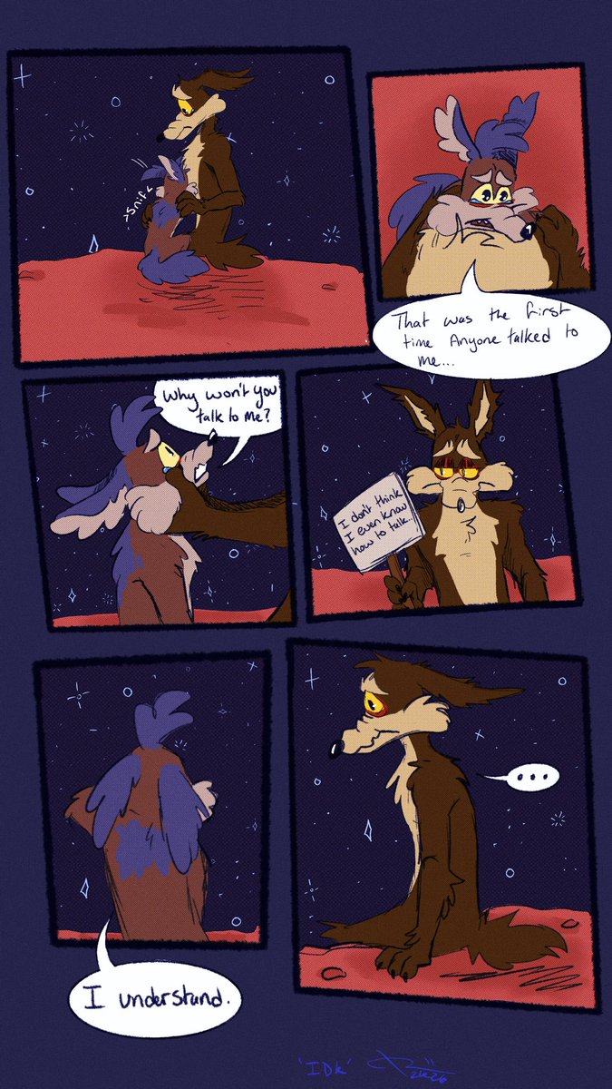 tomcat_tapes's tweet photo. AAAAANNND the story of Baby Trick E is completed in my eyes. I will absolutely be making more content of him but with different scenarios like meeting other Tunes, Kevin and Paige, and some of his teen/adult adventures !!#Coyotevscame #wileroad #fanart #roadrage #trickecoyote https://t.co/qxtOsvAcUr