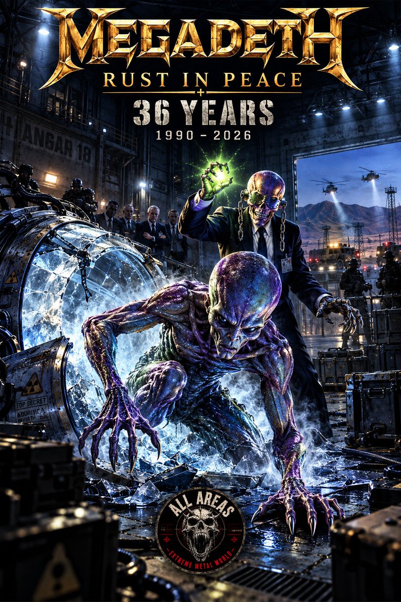 HopeArt_IA's tweet photo. MEGADETH — RUST IN PEACE

36 years later, we return to the world of 1990.

The chamber is broken. The subject is out.

36 YEARS — 1990–2026

https://t.co/nmAON0U7mh
https://t.co/AKrlUN2c98
#AllAreas #Megadeth #RustInPeace #ThrashMetal @iwata_thy_name @InOurDimension https://t.co/0aJ6j9QQ3m